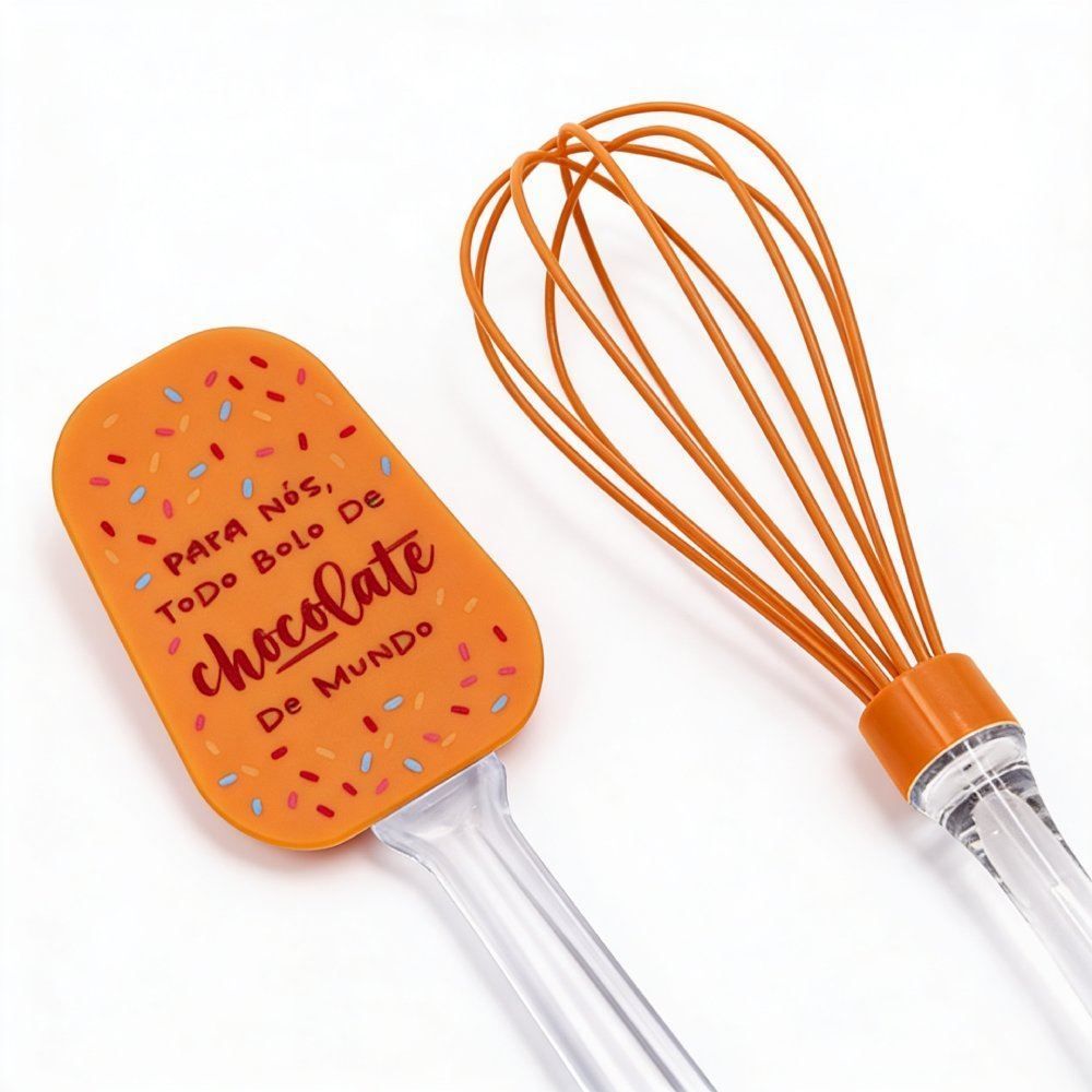 Jogo Espátula e Fouet Silicone Havan Casa - Bolo Choco