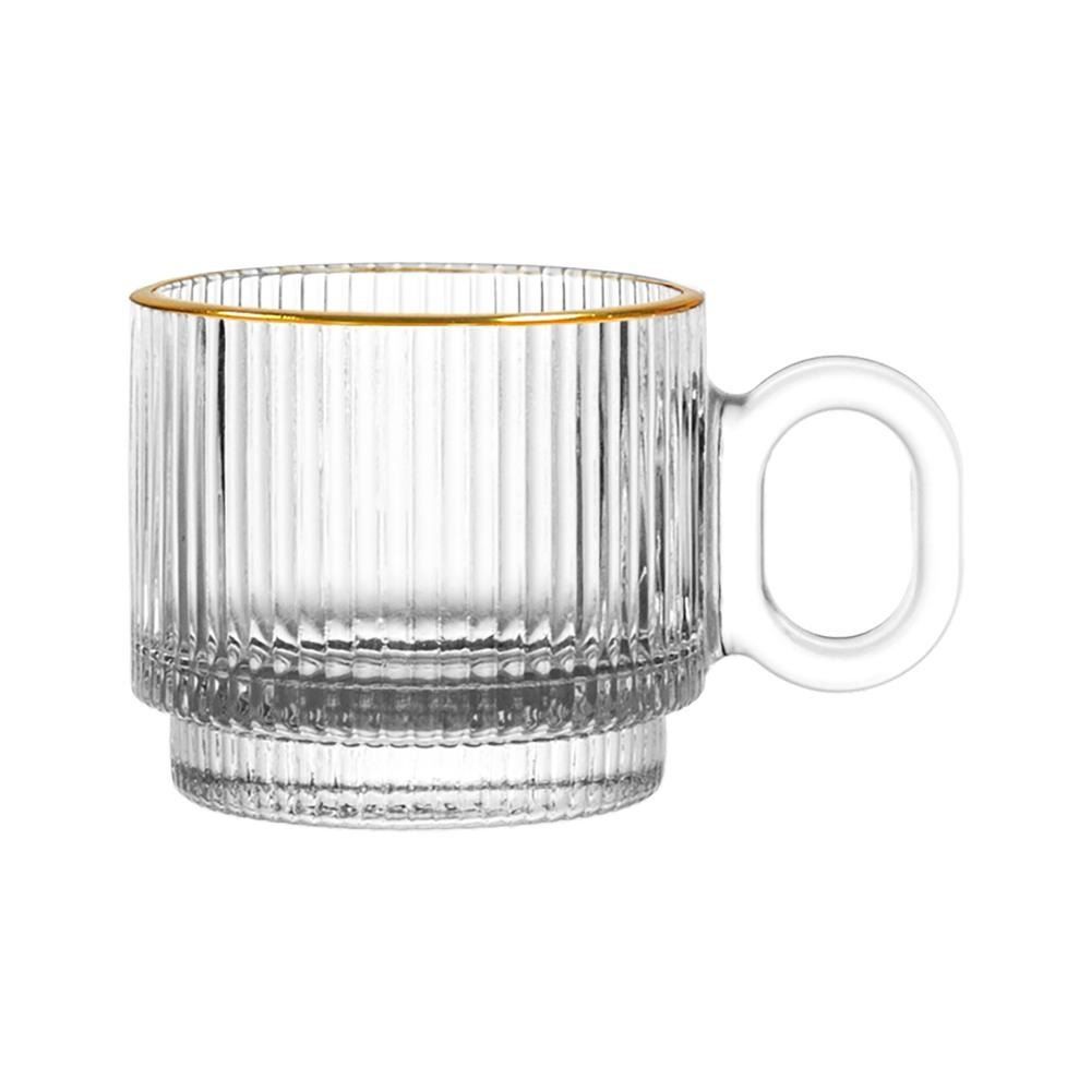 Jogo 4 Canecas Vidro Borda Dourada Hauskraft 90Ml - GRAFFIATO