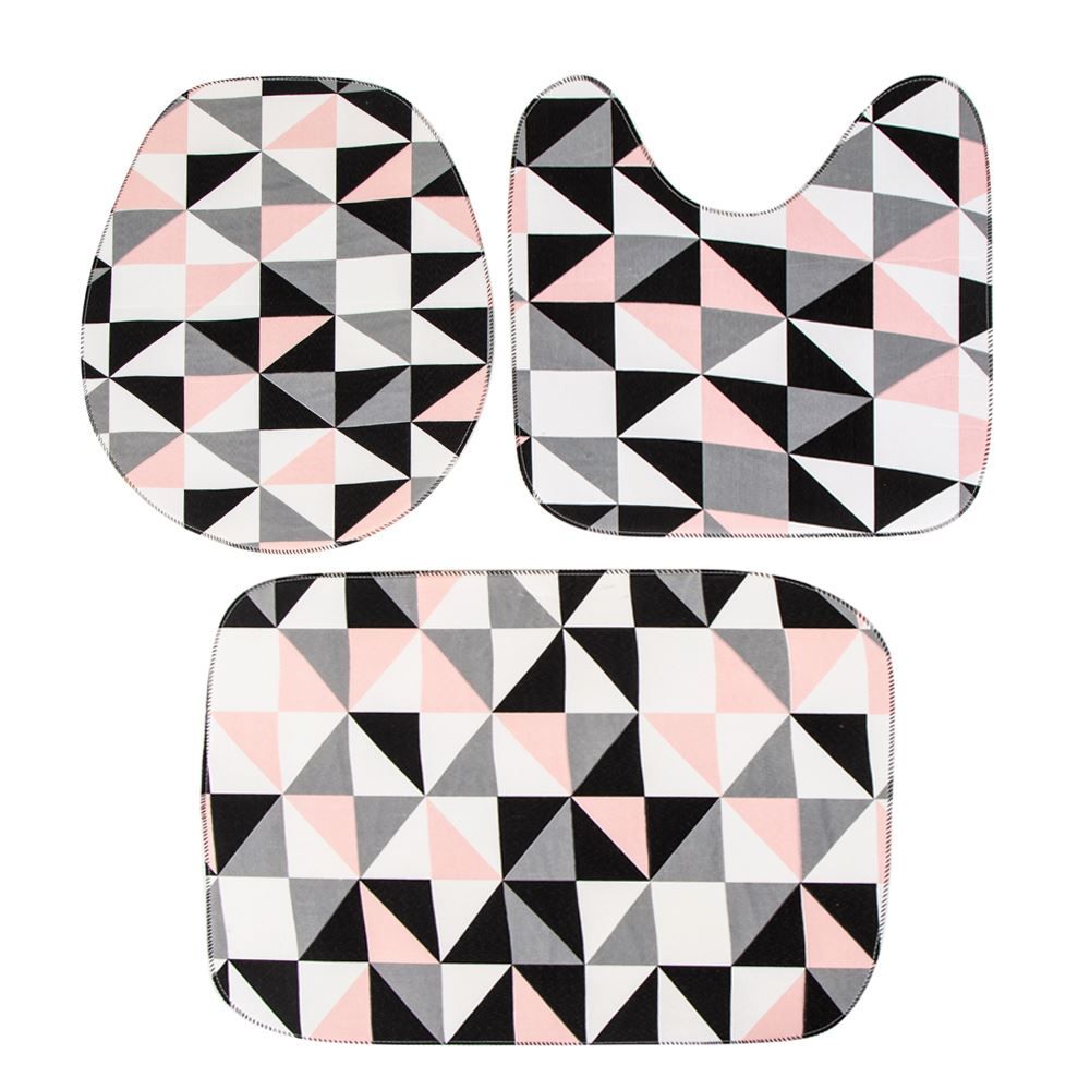 Jogo Banheiro Tecil Antiderrapante Pop - Geo Rosa