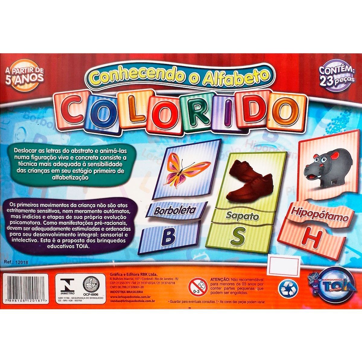 Jogo Educativo Conhecendo o Alfabeto Toia - Colorido