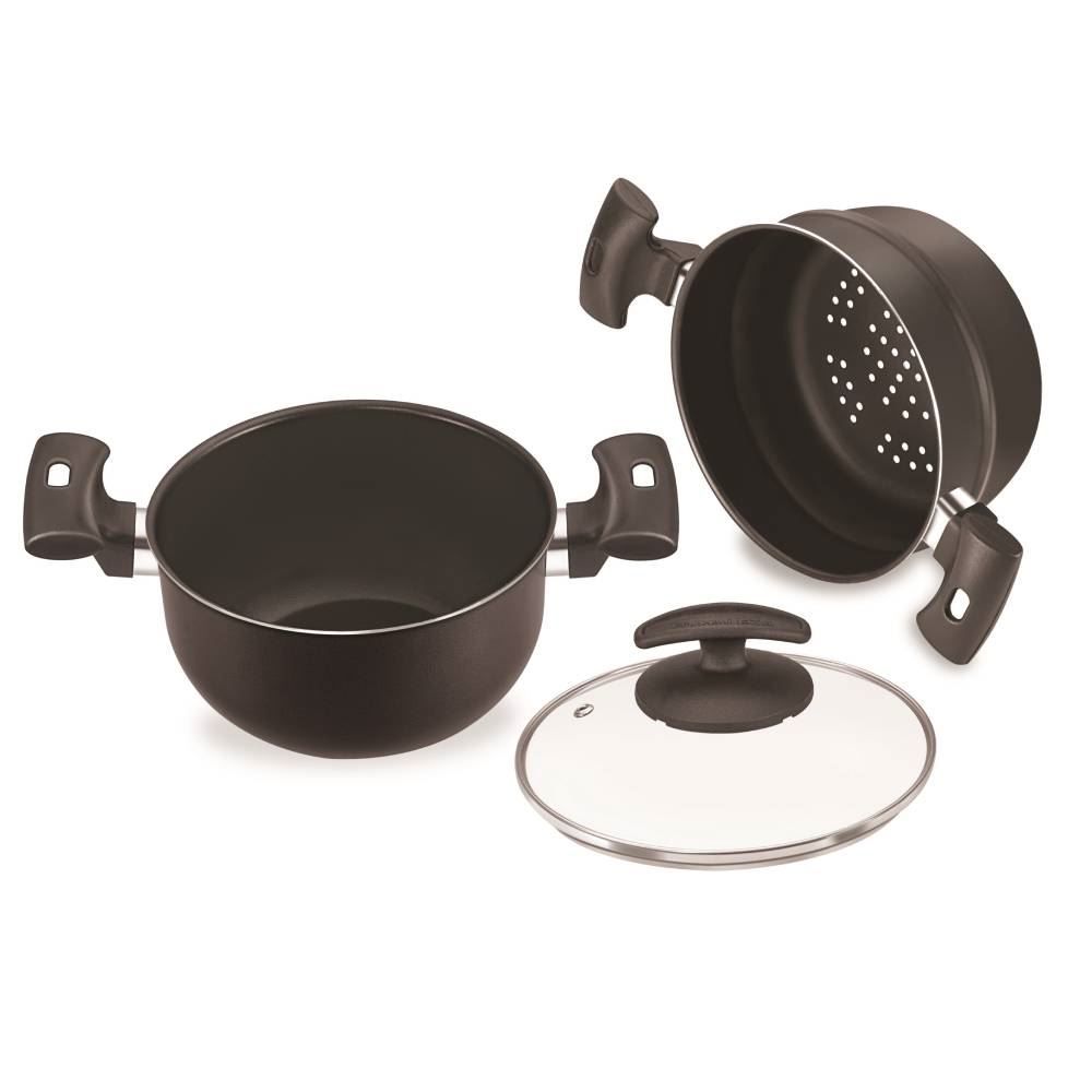 Jogo Cozivapor 3 Peças 18 Cm Fortaleza - Preto 