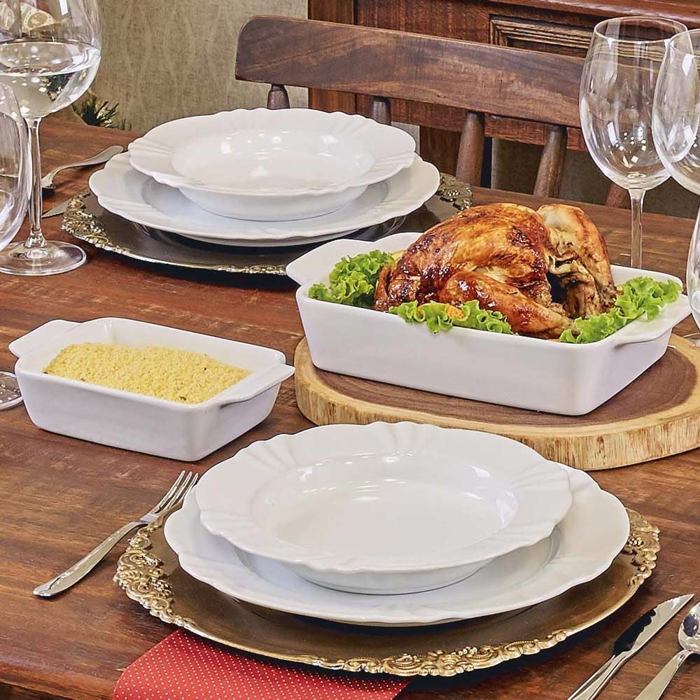 Jogo de 02 Assadeiras Oslo Finecasa - Branco