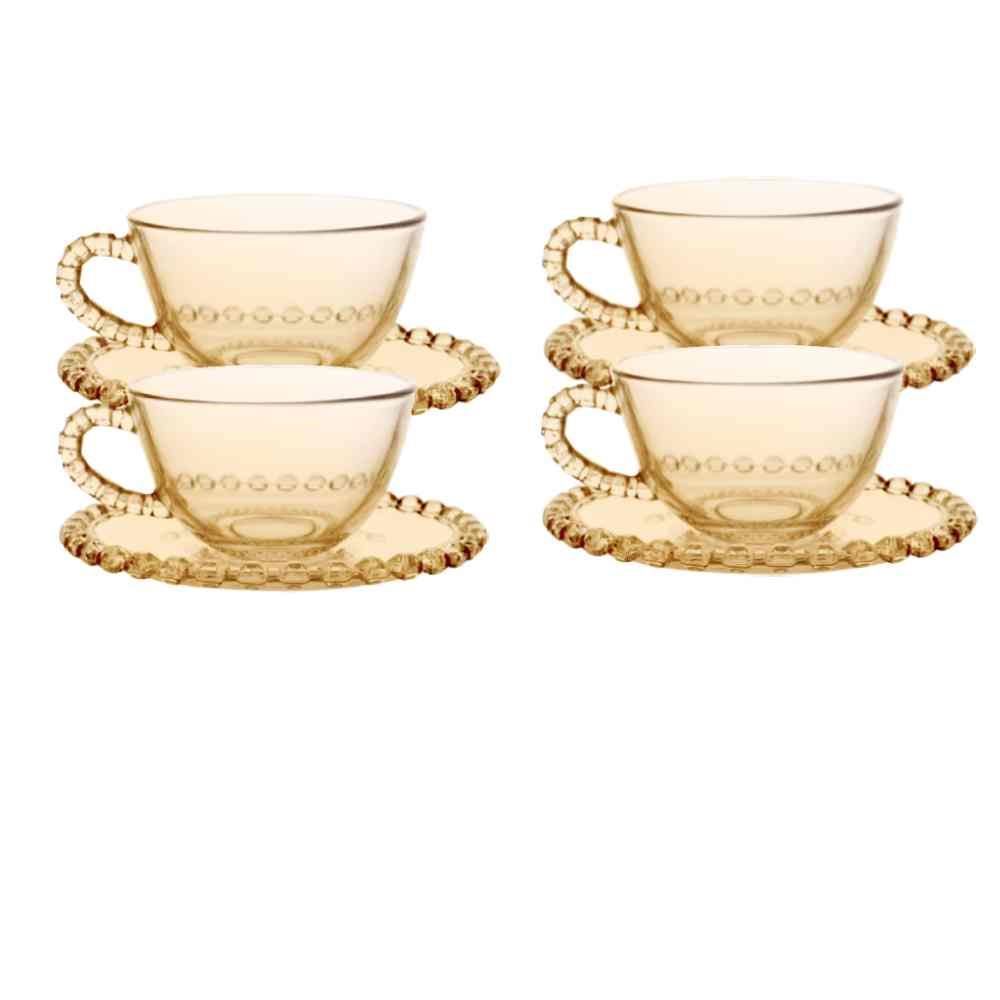 Jogo De 8 Xicaras De Chá Com Pires L Hermitage 200Ml - Ambar