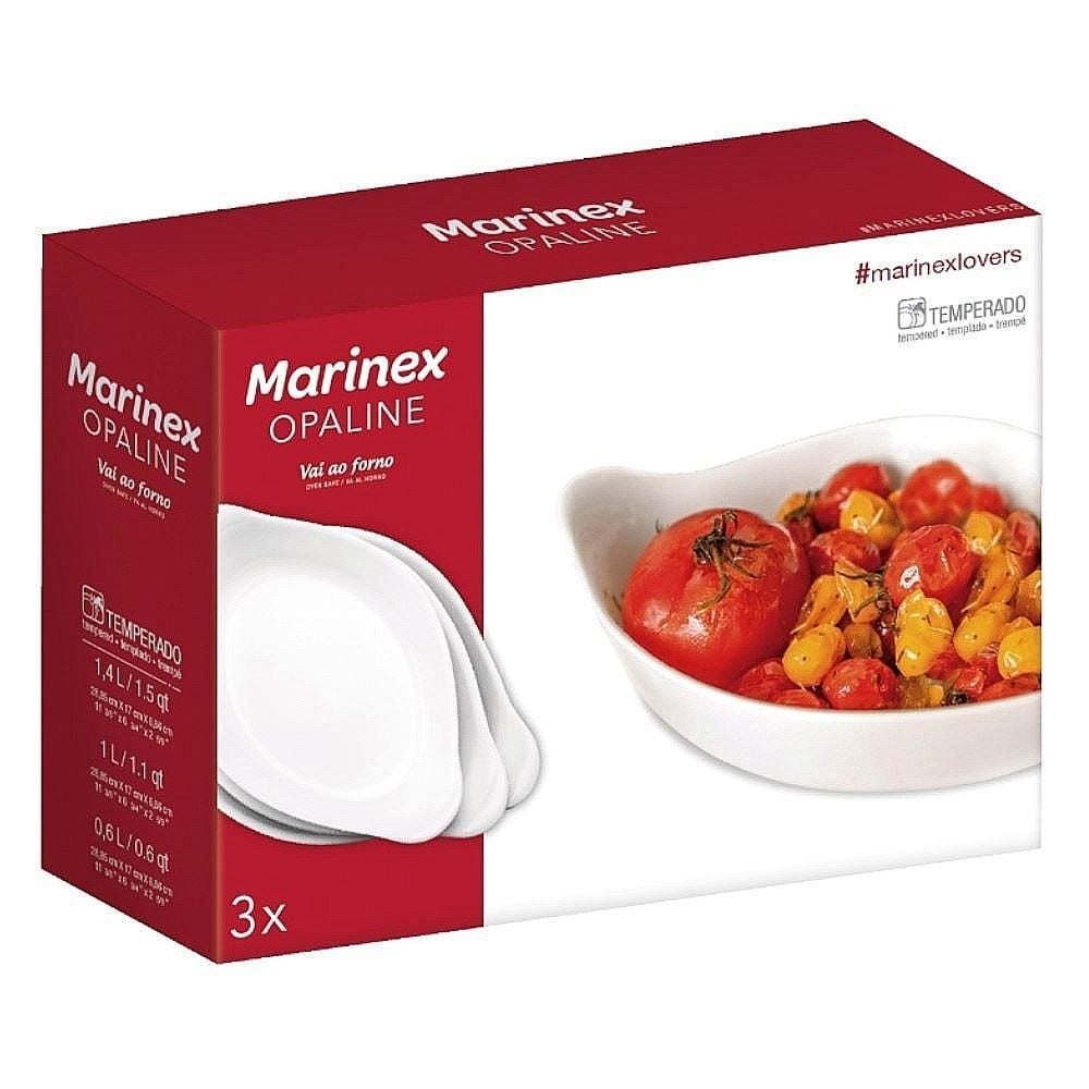Jogo de Assadeiras Marinex Opaline 3 Peças - Branco