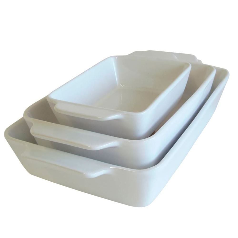 Jogo De Assadeiras Retangulares Portuguesa Havan Casa 3 Peças - Branco