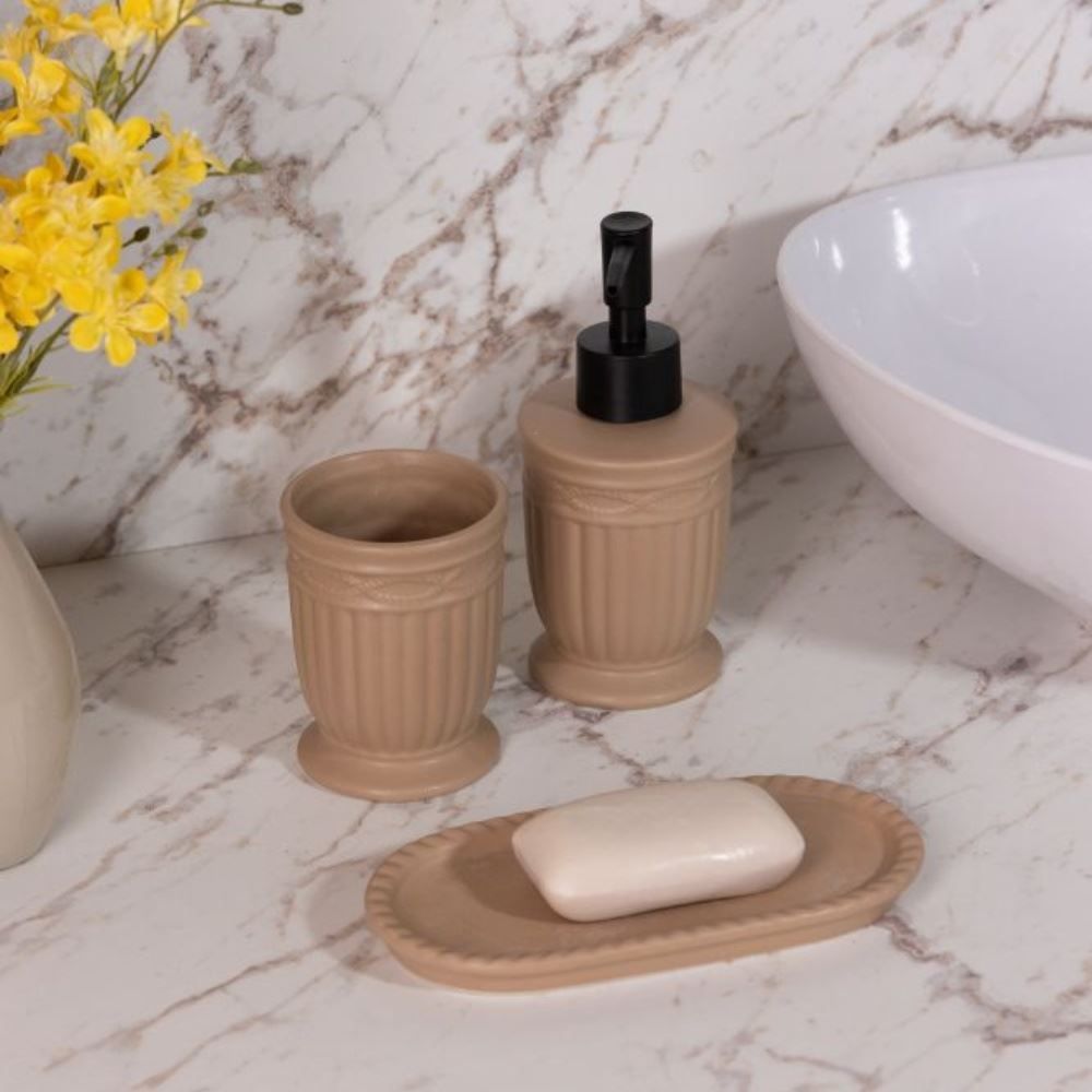 Jogo de Banheiro Cerâmica Greece 3 Peças Lyor - TERRACOTA