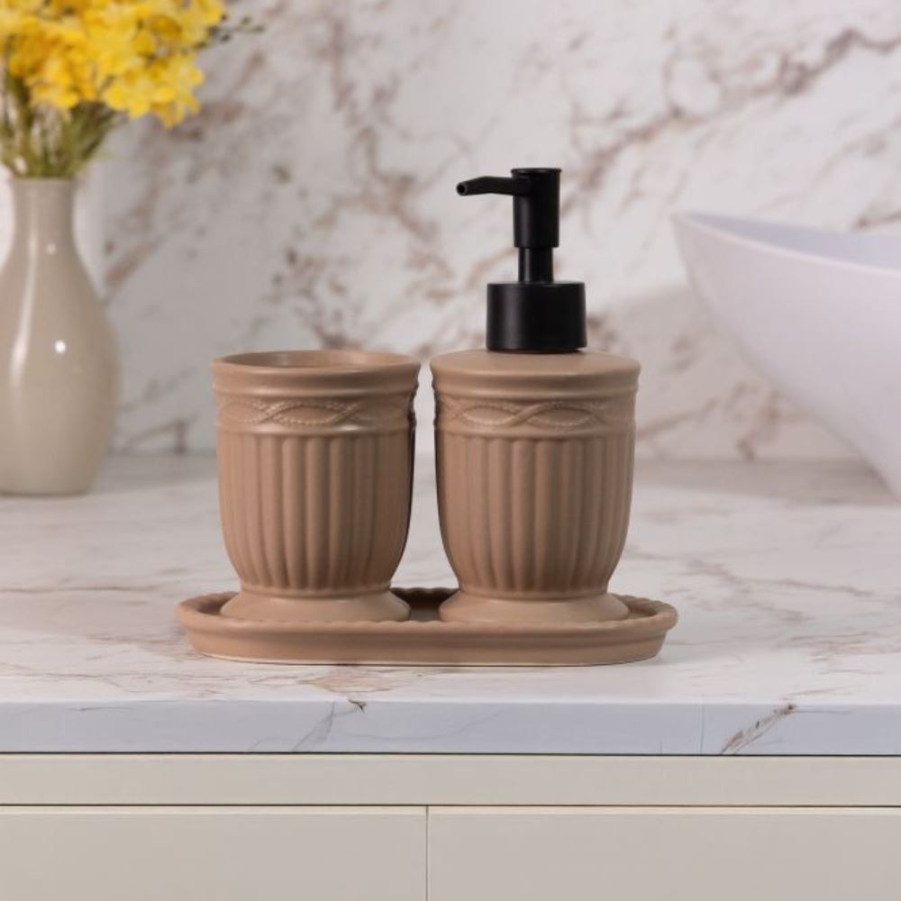 Jogo de Banheiro Cerâmica Greece 3 Peças Lyor - TERRACOTA