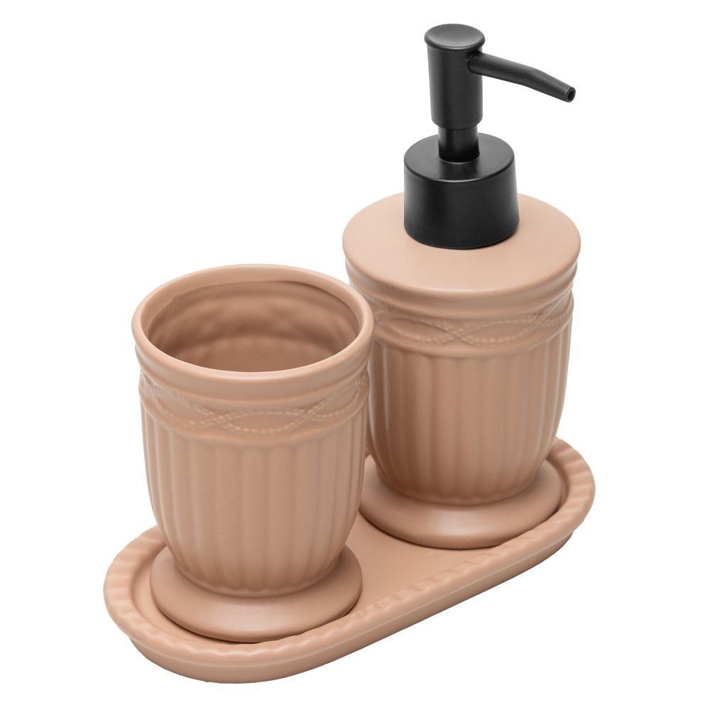 Jogo de Banheiro Cerâmica Greece 3 Peças Lyor - TERRACOTA