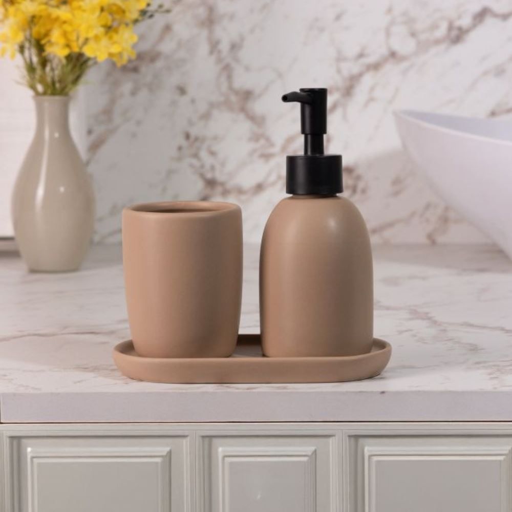 Jogo de Banheiro Cerâmica Londres 3 Peças Lyor - TERRACOTA