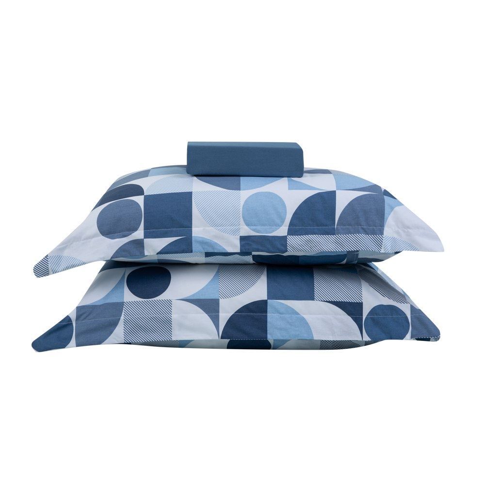 Jogo De Cama Casal 100% Algodão Buona Fortuna 3 Pcs - Lorenzo Azul