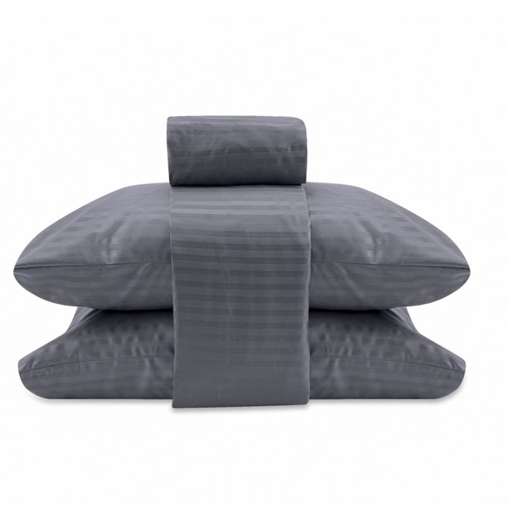 Jogo De Cama Casal 100% Poliéster Provence Havan Casa 4 Pçs - Cinza