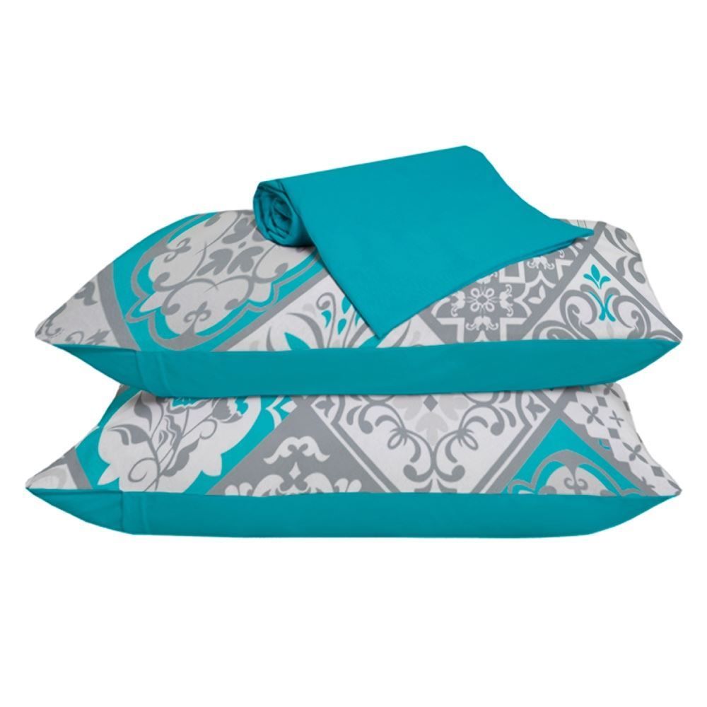 Jogo De Cama Casal Malha 100% Algodão Solecasa 3 Pçs - Lisboa Turquesa