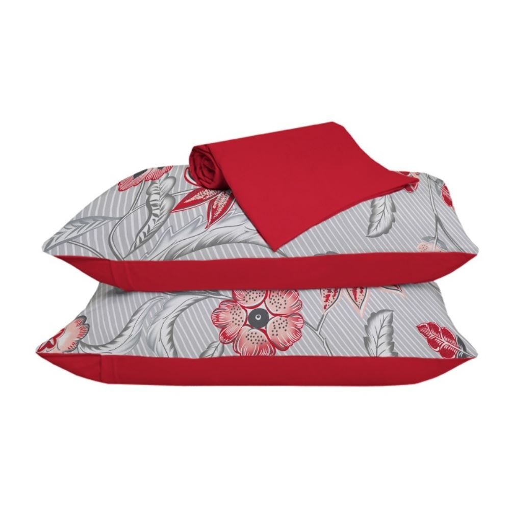 Jogo De Cama Casal Malha 100% Algodão Solecasa 3 Pçs - Stella Carmim