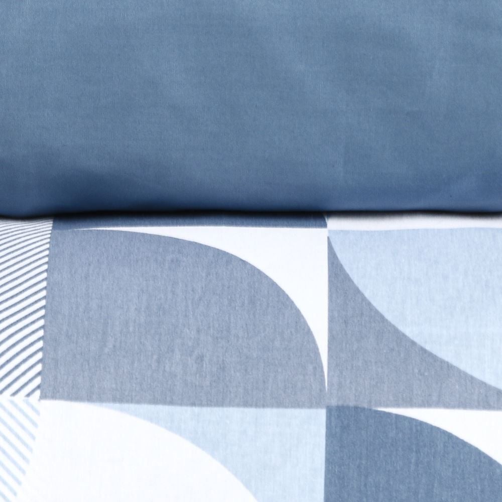 Jogo De Cama Casal Percal 200 Fios Buona Fortuna 4 Pçs - Lorenzo Azul 