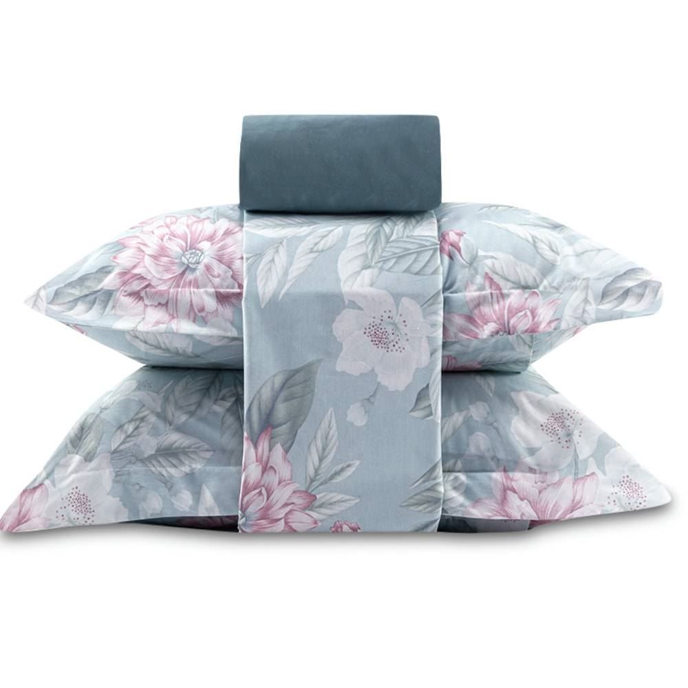 Jogo De Cama Casal Percal Buona Fortuna 4 Pçs - Isis Verde