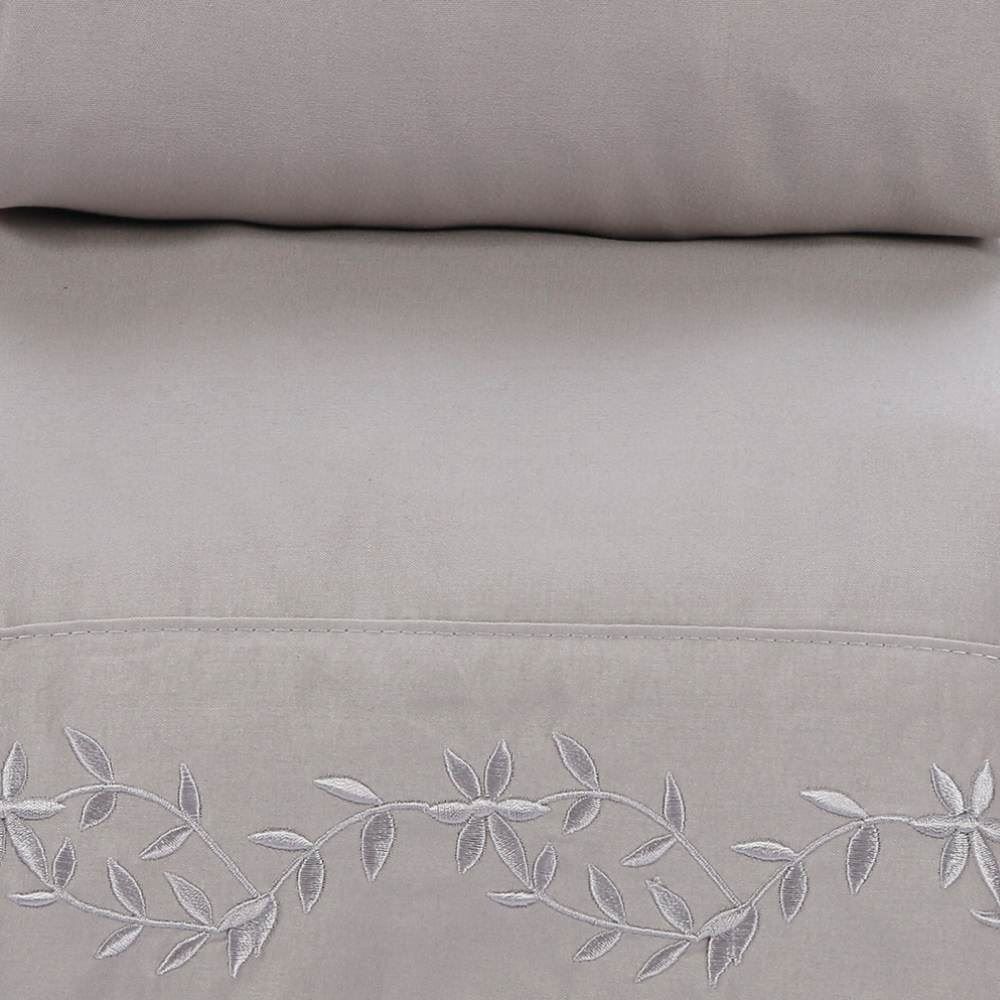 Jogo De Cama Casal Bordado Havan Casa 4 Pçs - Cinza