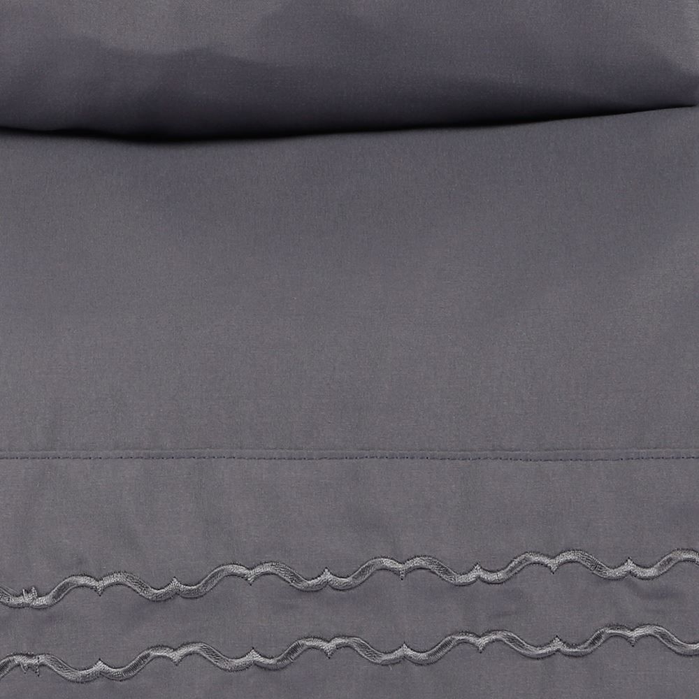 Jogo de Cama Casal Bordado Havan Casa 4 pçs - Cinza Amianto