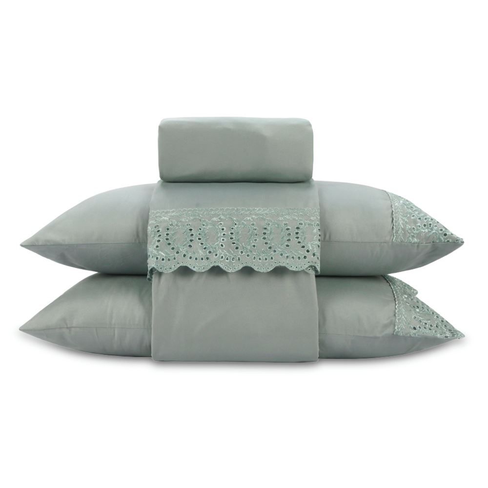 Jogo de Cama Imperial Casal com Renda Havan Casa 4 pçs - Verde