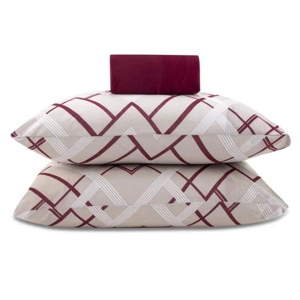 Jogo de Cama Casal Malha Solecasa Havan Casa 3 pçs - Zeus Vinho
