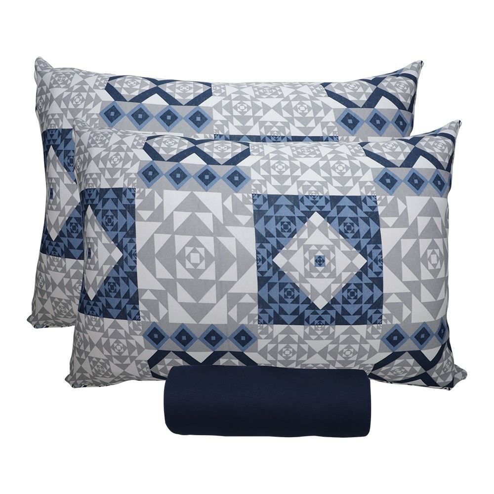 Jogo de Cama Casal Malha Solecasa Havan Casa 3 pçs - Cali Azul Profundo