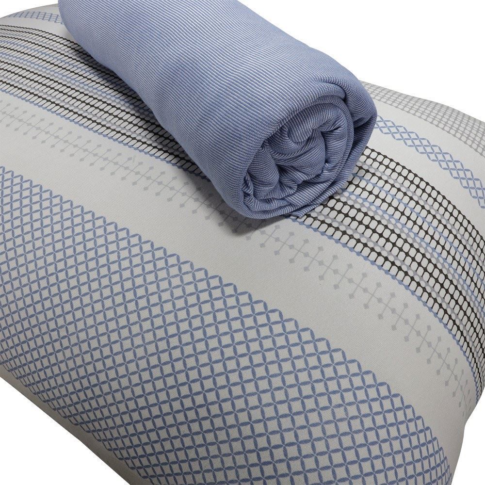 Jogo de Cama Casal Malha Solecasa Havan Casa 3 pçs - Contemporâneo Azul Jeans