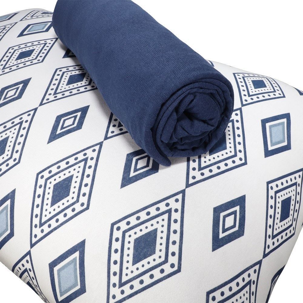 Jogo de Cama Casal Malha Solecasa Havan Casa 3 pçs - Horizonte Azul Profundo