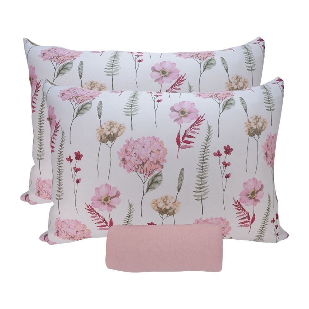 Jogo de Cama Casal Malha Solecasa Havan Casa 3 pçs - Jardim Rosa Suave