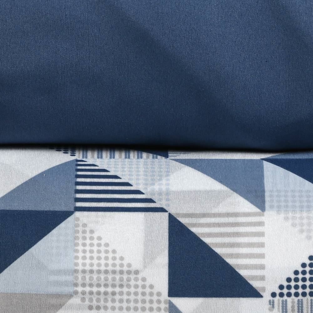 Jogo De Cama Casal Microfibra 150 Fios Havan Casa 4 Peças - Log Geo Azul