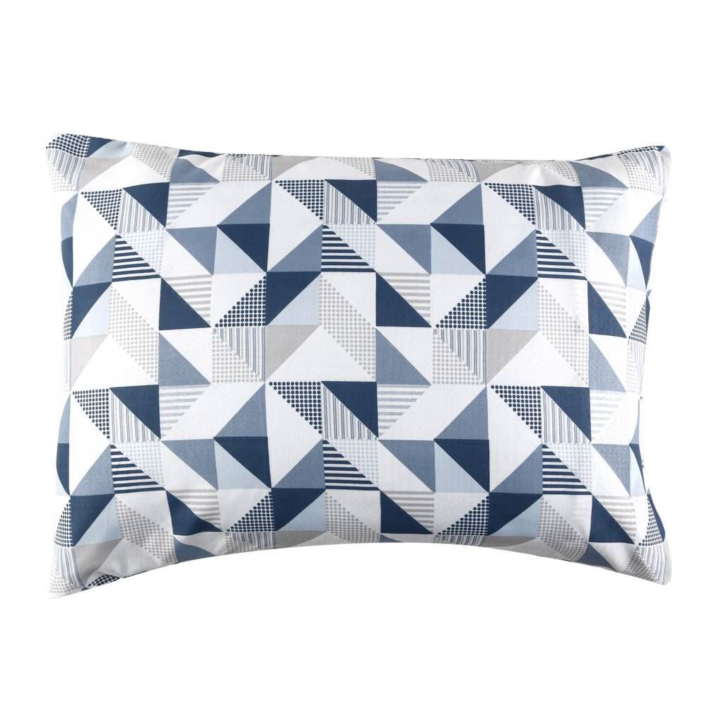 Jogo De Cama Casal Microfibra 150 Fios Havan Casa 4 Peças - Log Geo Azul