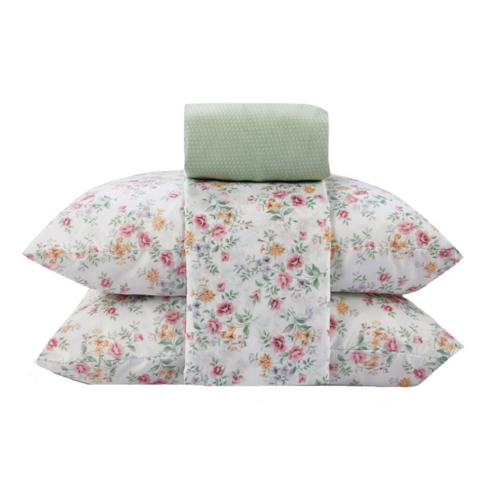 Jogo de Cama Casal Microfibra Napoli Havan Casa 4 pçs - Luz Flowers Verde