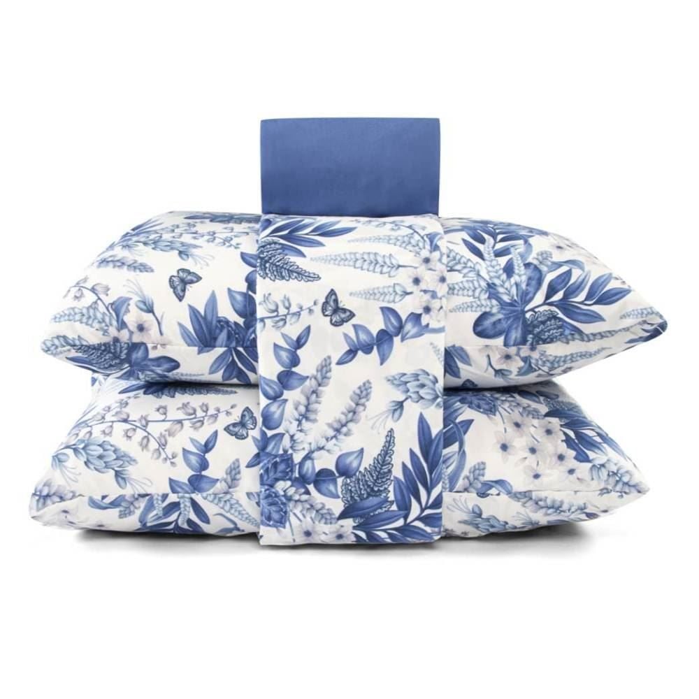 Jogo De Cama Casal Micropercal Havan Casa 4 Pçs - Elegance Branco Flowers