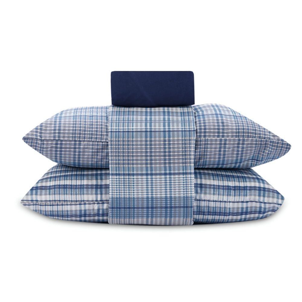 Jogo De Cama Casal Micropercal Havan Casa 4 Pçs - Jack Xadrez Azul