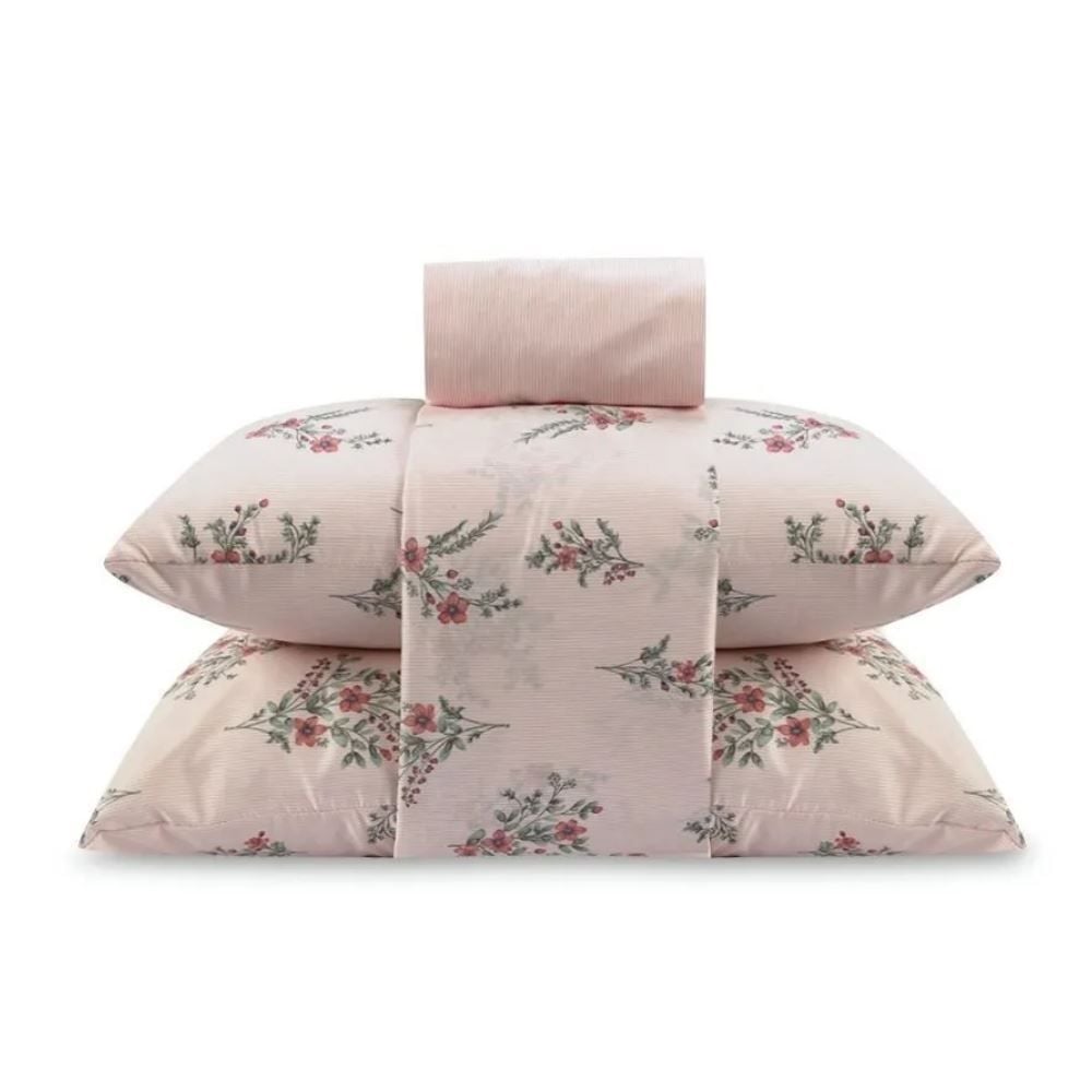 Jogo de Cama Casal Napoli Havan Casa 4 pçs - Romantic Flowers Rosa