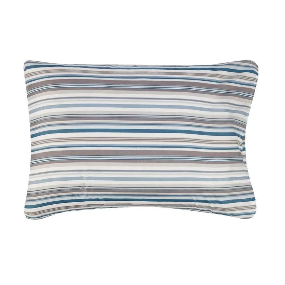 Jogo de Cama Casal Napoli Havan Casa 4 pçs - Mink Listra Azul