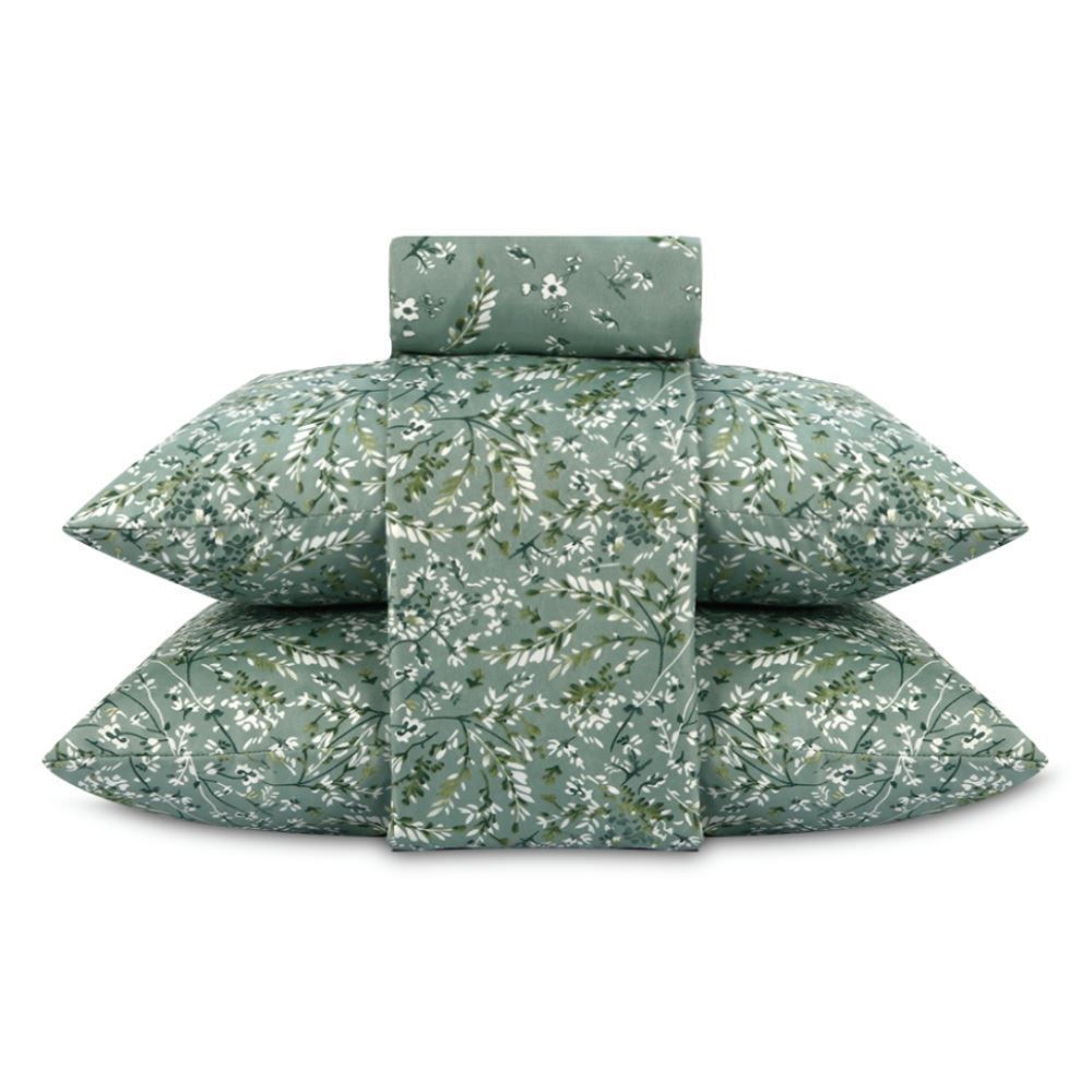 Jogo de Cama Casal Napoli Havan Casa 4 pçs - Garden Folhas Verde