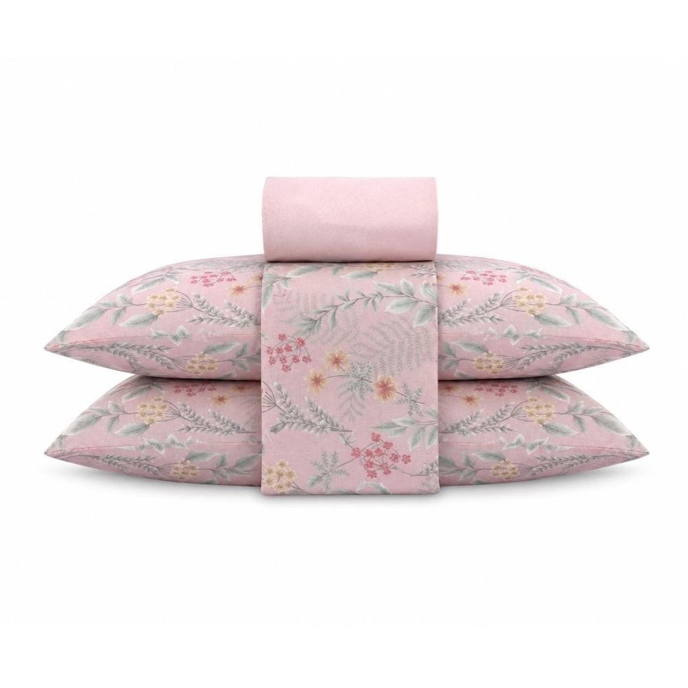 Jogo de Cama Casal Napoli Havan Casa 4 pçs - Iris Flowers Rose