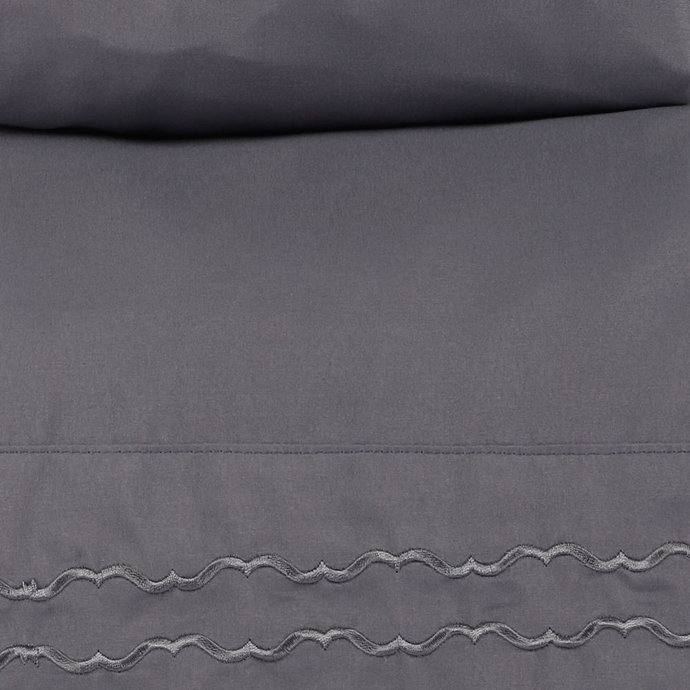 Jogo de Cama Imperial King Bordado Havan Casa 4 Peças - Cinza Amianto