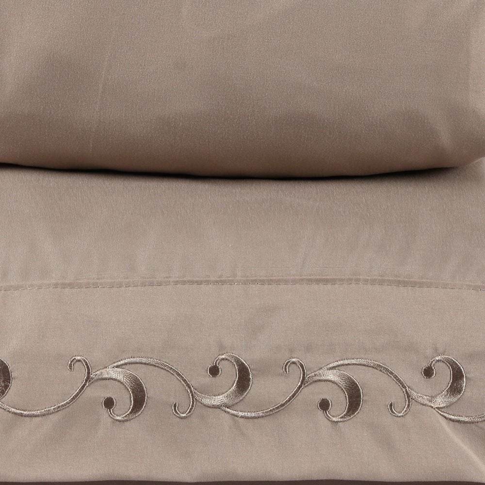 Jogo de Cama Imperial Queen com Bordado Havan Casa 4 pçs - Bege