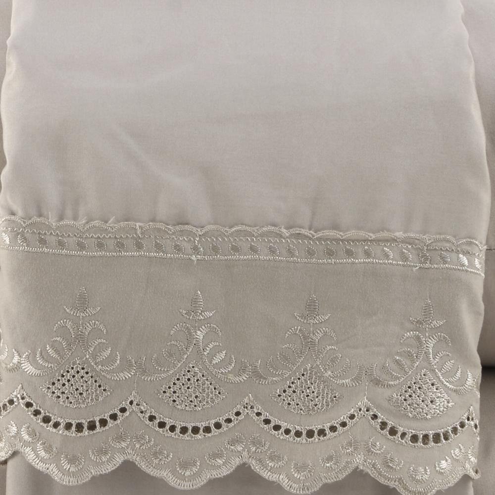 Jogo De Cama King 100% Poliéster Com Renda Havan Casa 4 Pçs - Cru