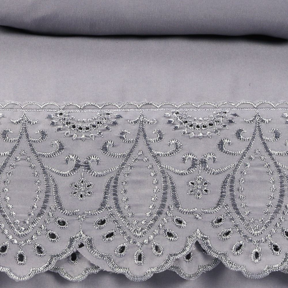 Jogo de Cama King 100% Poliéster com Renda Havan Casa 4 pçs - Cinza Amianto