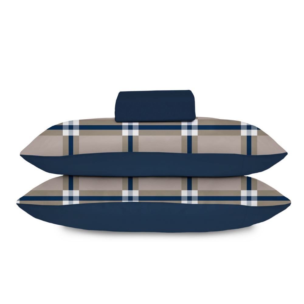 Jogo De Cama King Malha Havan Casa 3 Peças - LUMY/AZUL MARINHO