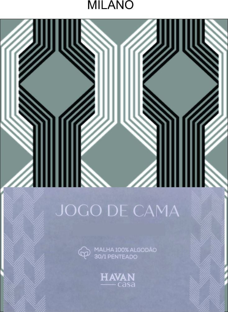 Jogo de Cama King Malha Havan Casa 3 Peças - MILANO/PRETO