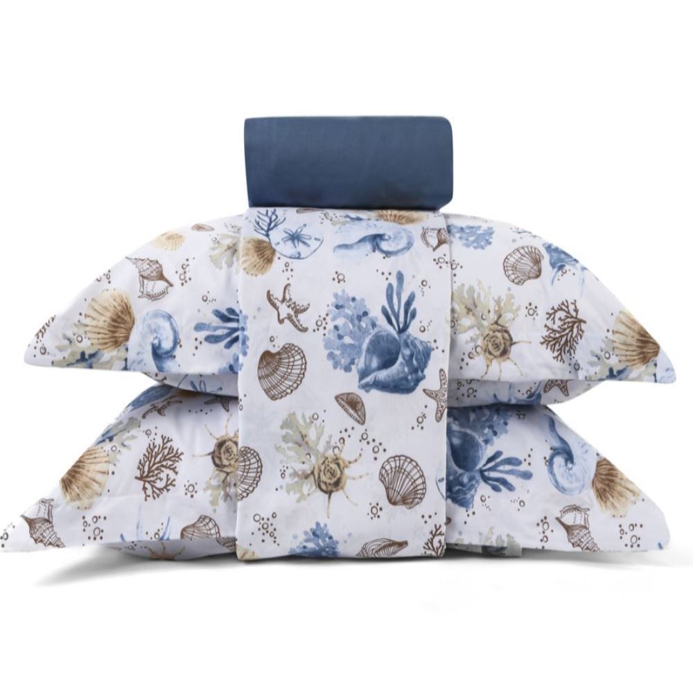 Jogo De Cama King Percal 100% Algodão Buona Fortuna 4 Pçs - Acqua Azul