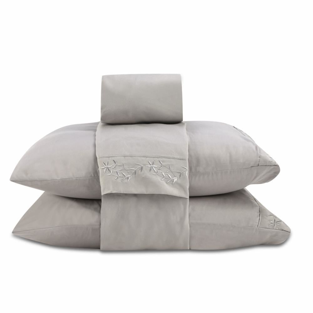 Jogo De Cama King Bordado Havan Casa 4 Pçs - Cinza