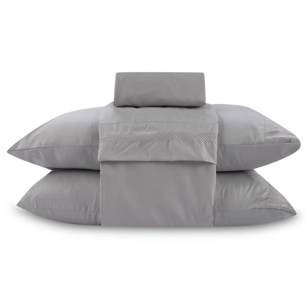 Jogo de Cama King Bordado Havan Casa 4 pçs - Cinza Amianto