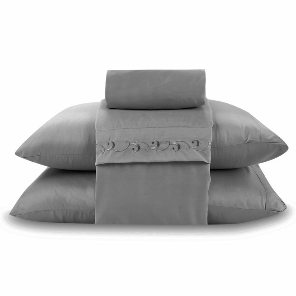 Jogo de Cama King com Bordado Imperial Havan Casa 4 pçs - Cinza Amianto