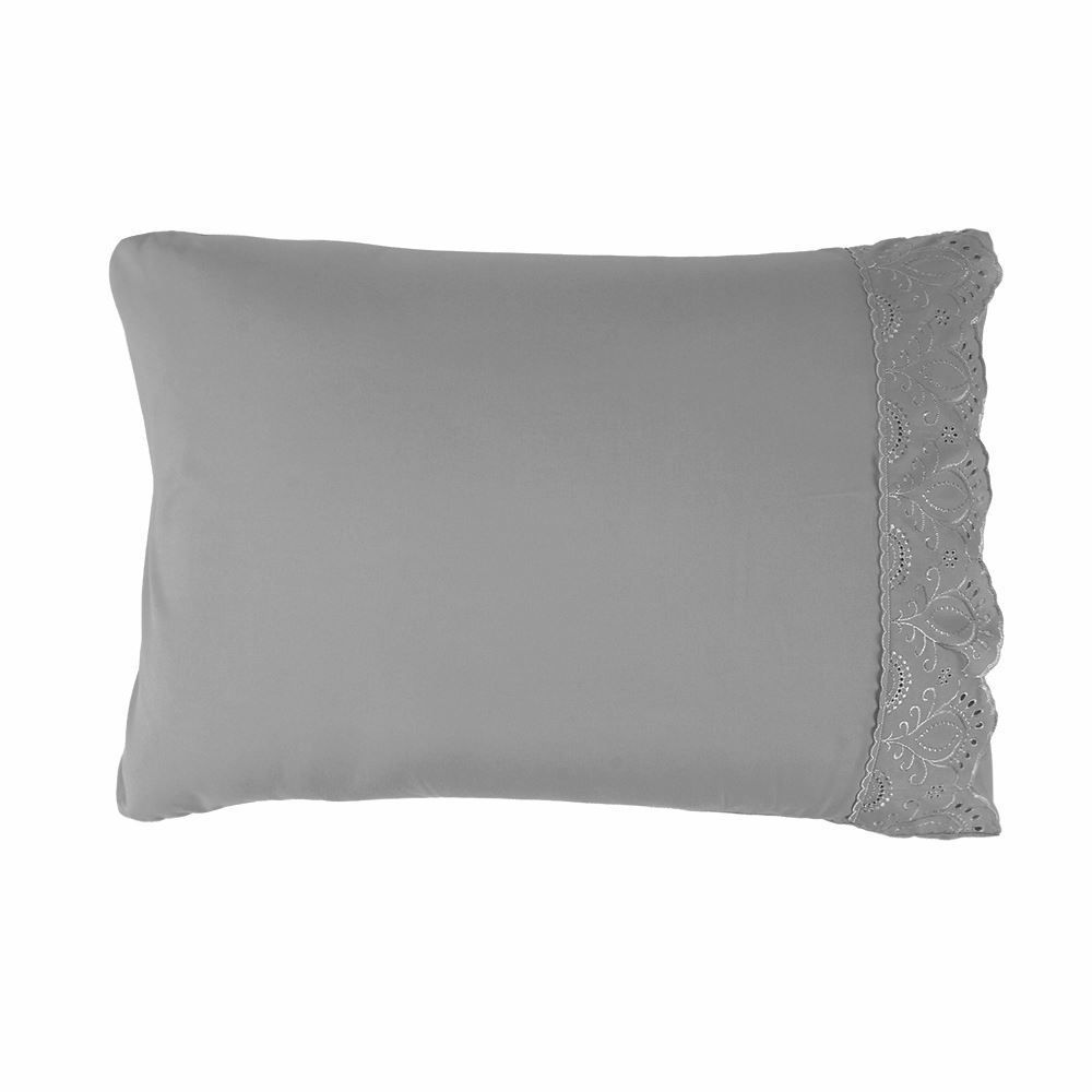 Jogo de Cama King Imperial com Renda 4 pçs Havan Casa - Cinza Amianto