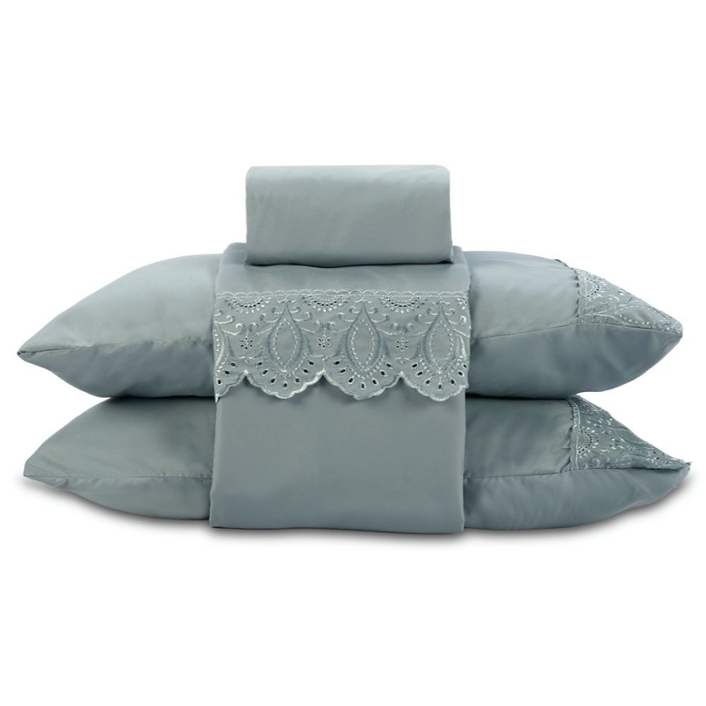 Jogo de Cama King Imperial com Renda 4 pçs Havan Casa - Verde