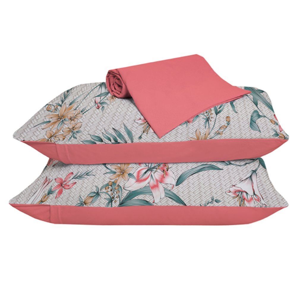 Jogo De Cama King Malha 100% Algodão Solecasa 3 Pçs - Daisy Goiaba