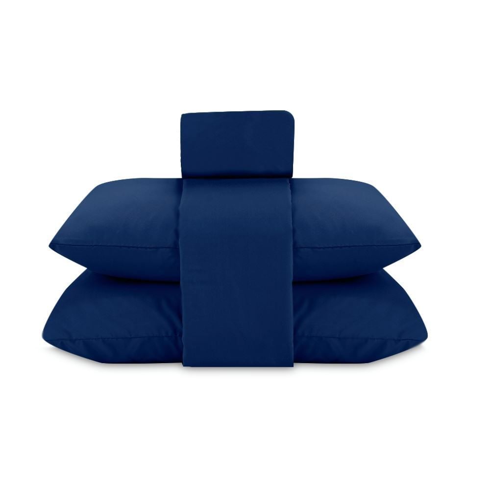Jogo De Cama King Micropercal Liso Havan Casa 4 Peças - Azul Marinho 